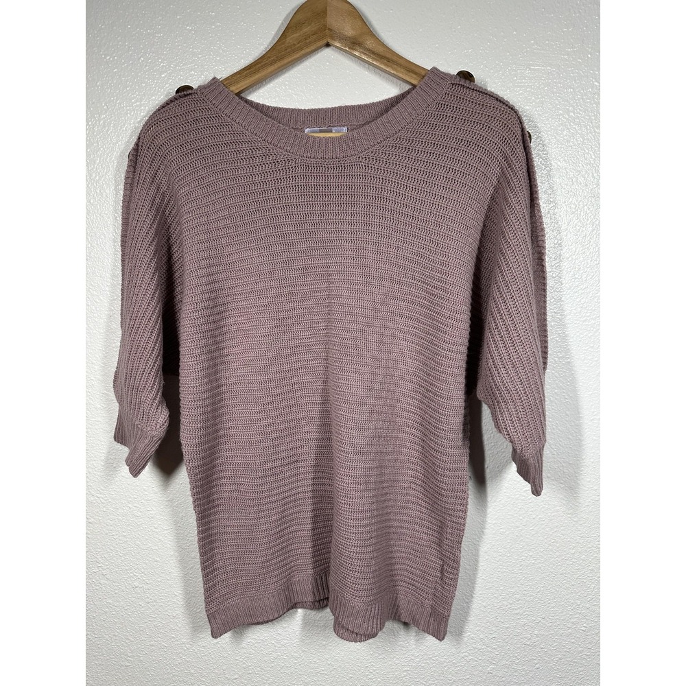 Juniper Ln Maternity Sweater Womens Small Mauve Knit Button Sleeve Pullover‎ Top